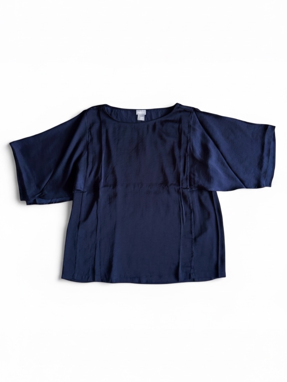 Chico’s Navy Blouse Split Sleeve Pullover Top Classic Flowy Size 1 (US 8)